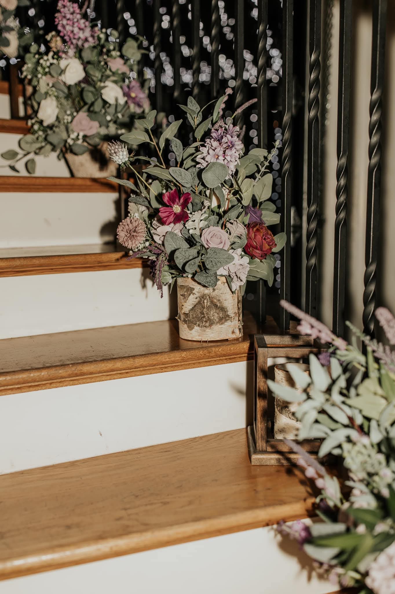 Floral arrangement in birch vase